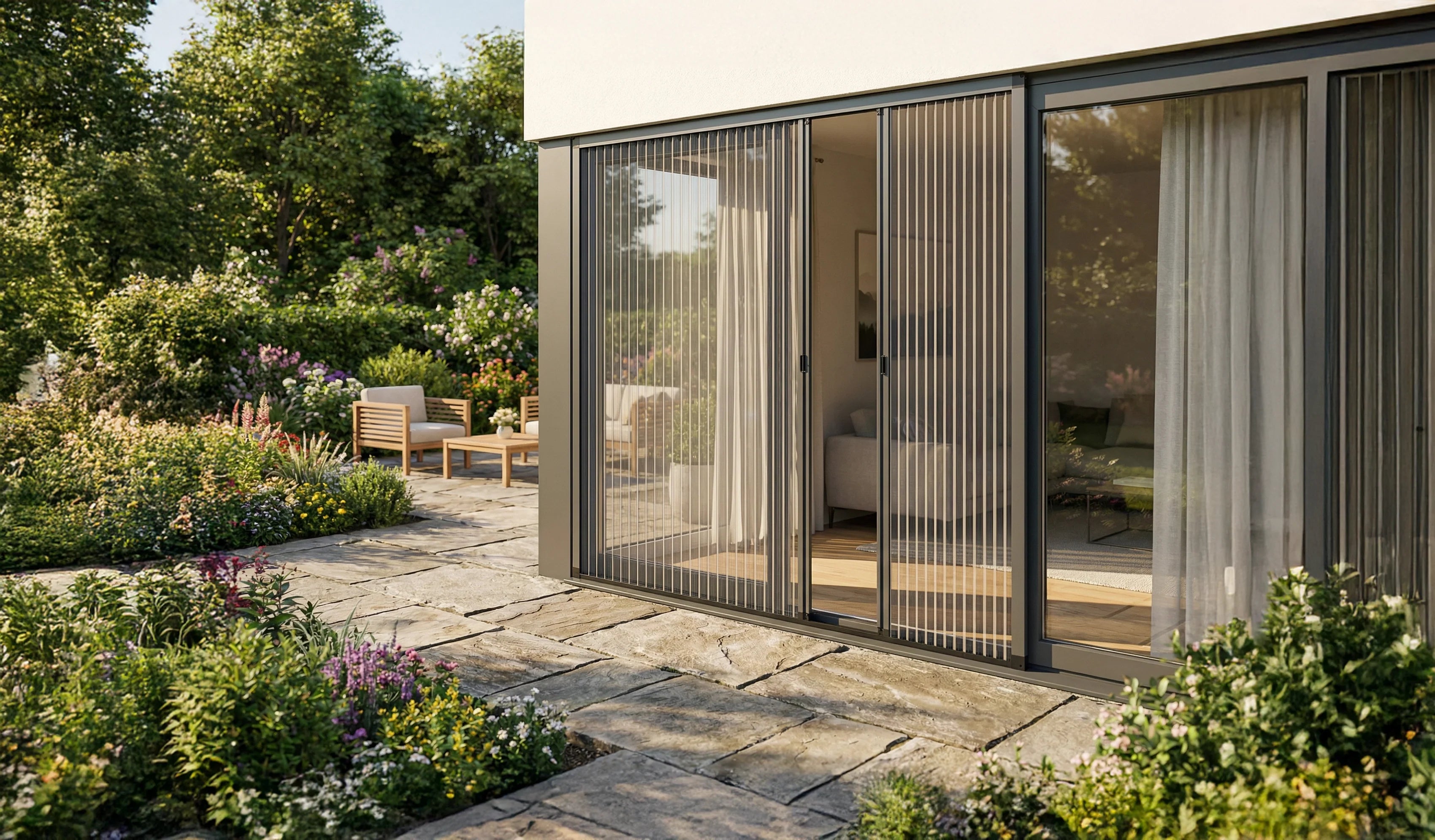 Doppelflügelige Plissee-Fliegengitter